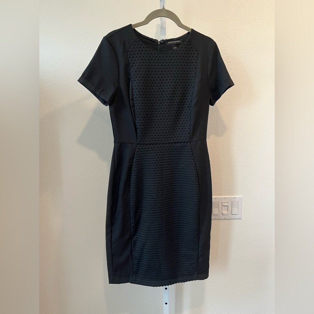 Banana Republic Black Textured Midi Dress